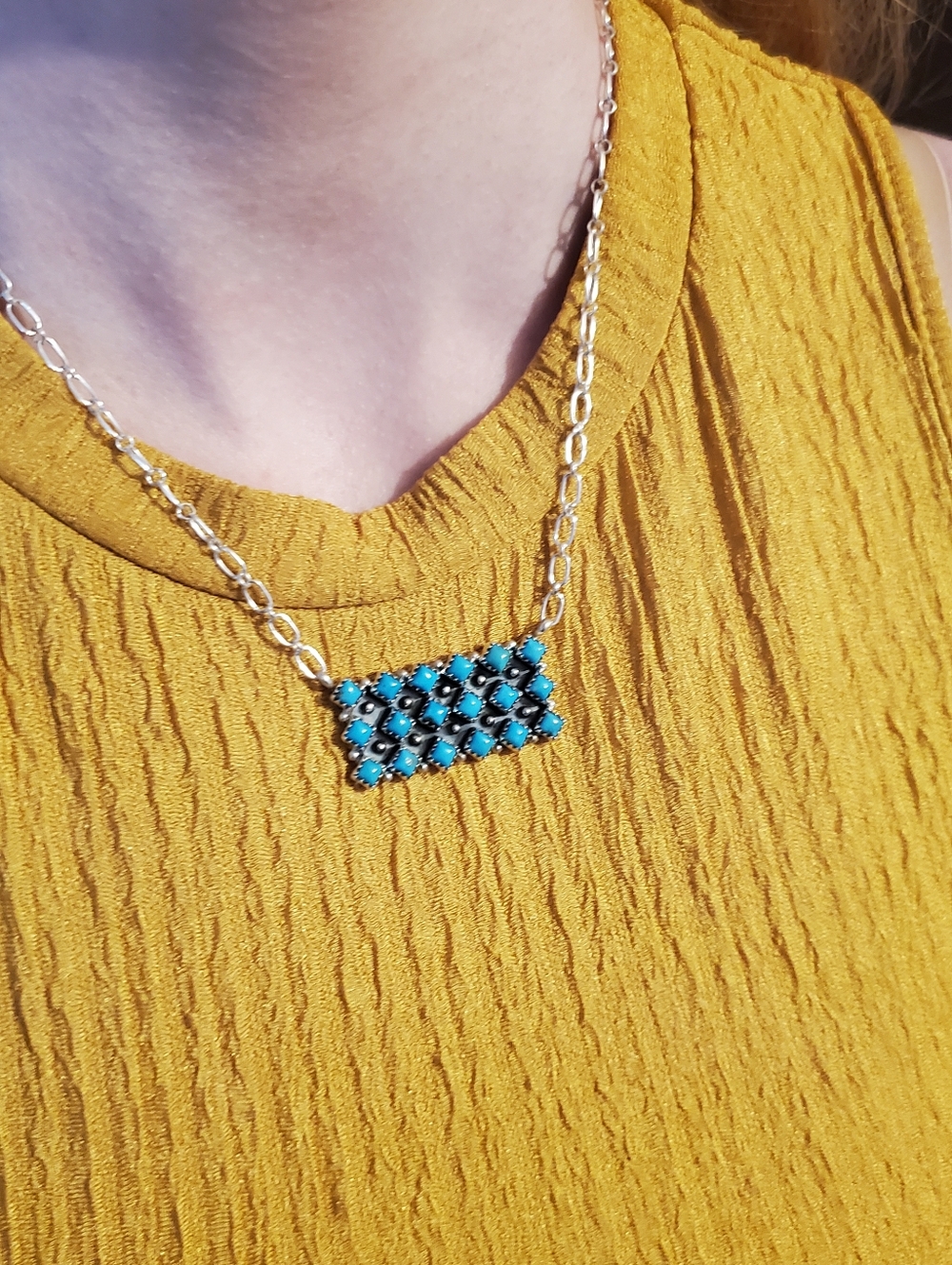 Needlepoint Turquoise Set - Navajo Made - Picture 4 of 13